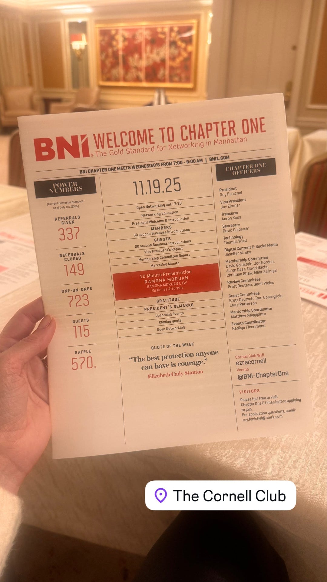 A Rainy 7AM Networking Morning at the Cornell Club