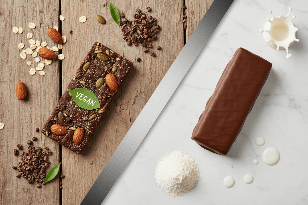Vegan Protein Bar vs Whey Protein Bar: What Actually Changes When You Drop the Dairy