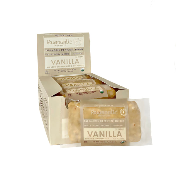 Display box of Fitness sugar-free vanilla vegan protein bars for Subscribe and Save
