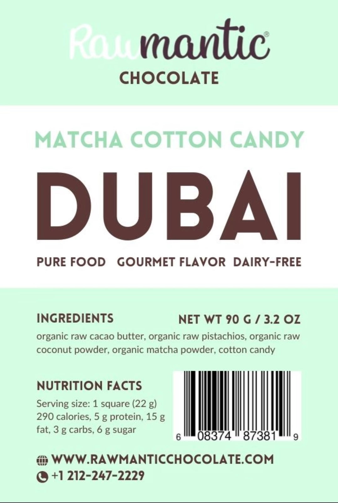 Matcha Cotton Candy Dubai Chocolate bar.90g