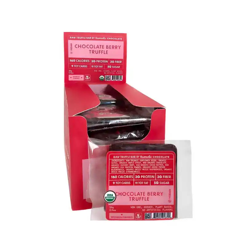 CHOCOLATE, BERRY MINI TRUFFLE BARS. Pack of 12 bars