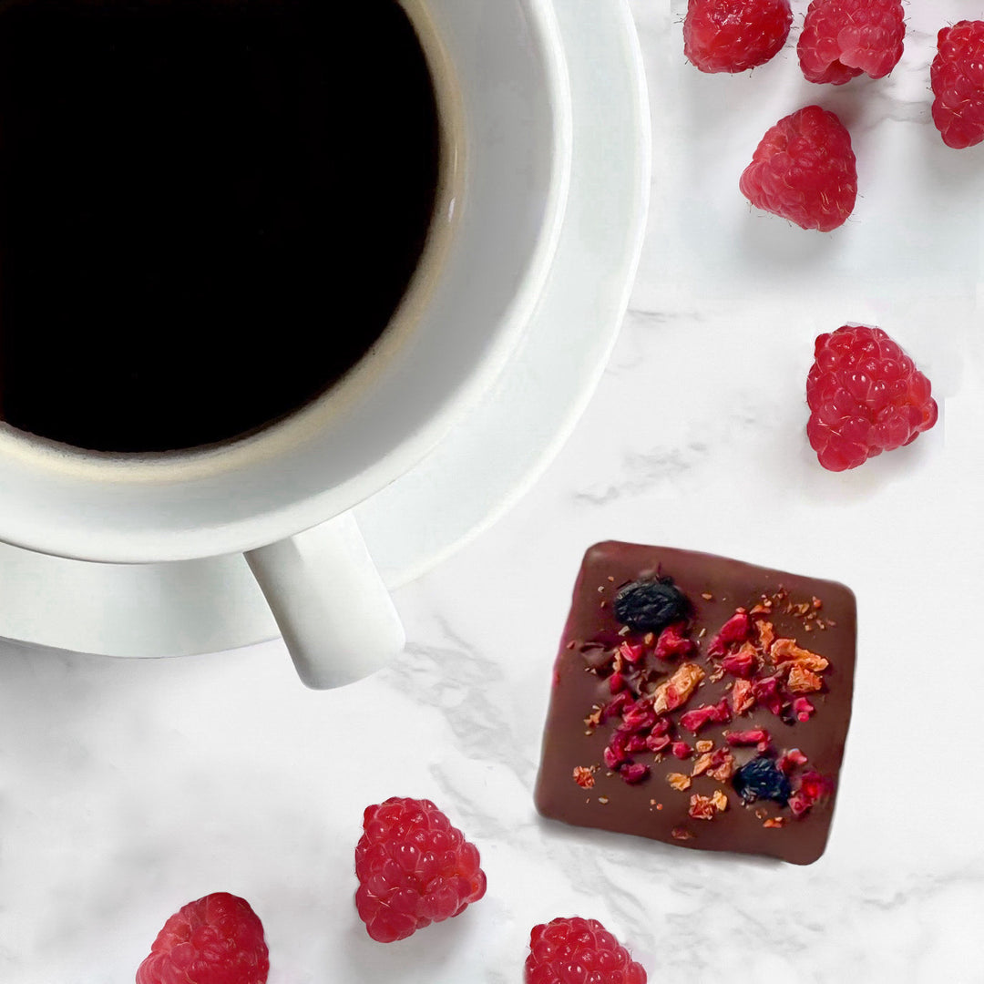 CHOCOLATE, BERRY MINI TRUFFLE BARS. Pack of 12 bars