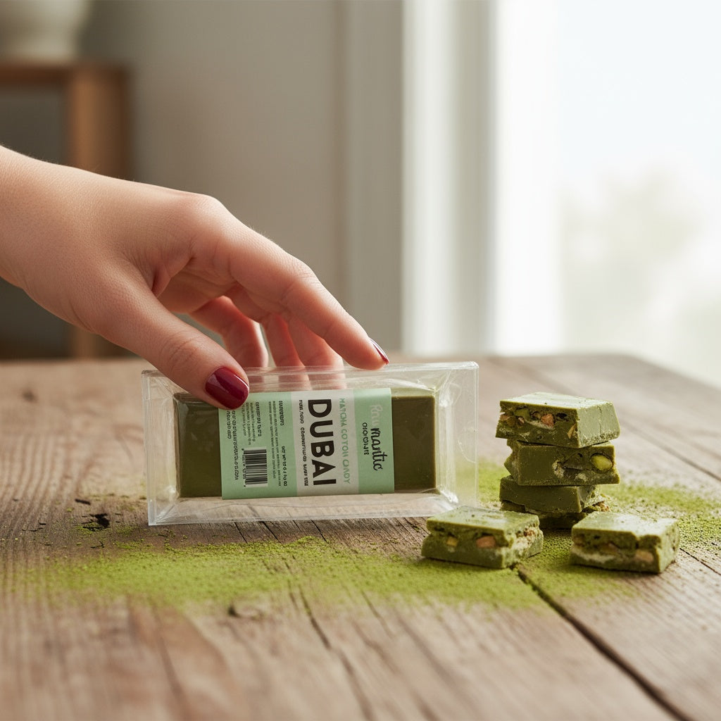 Matcha Cotton Candy Dubai Chocolate bar.90g