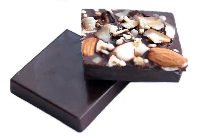 Quinoa and Almond Dark Raw Chocolate Square. 5pcs