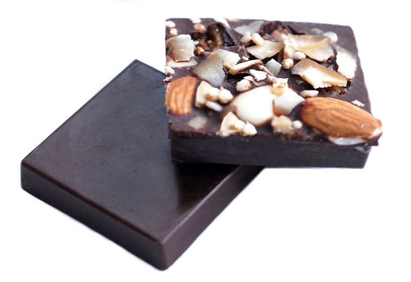 Quinoa and Almond Dark Raw Chocolate Square. 5pcs